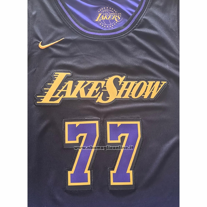 Maglia Los Angeles Lakers Luka Doncic No 77 Citta 2024-25 Viola